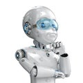 Cute robot with cartoon character think Royalty Free Stock Photo